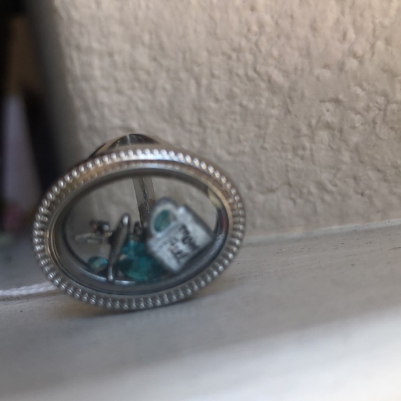 Silver Heart Locket with Blue Accents - Picture 2 of 4